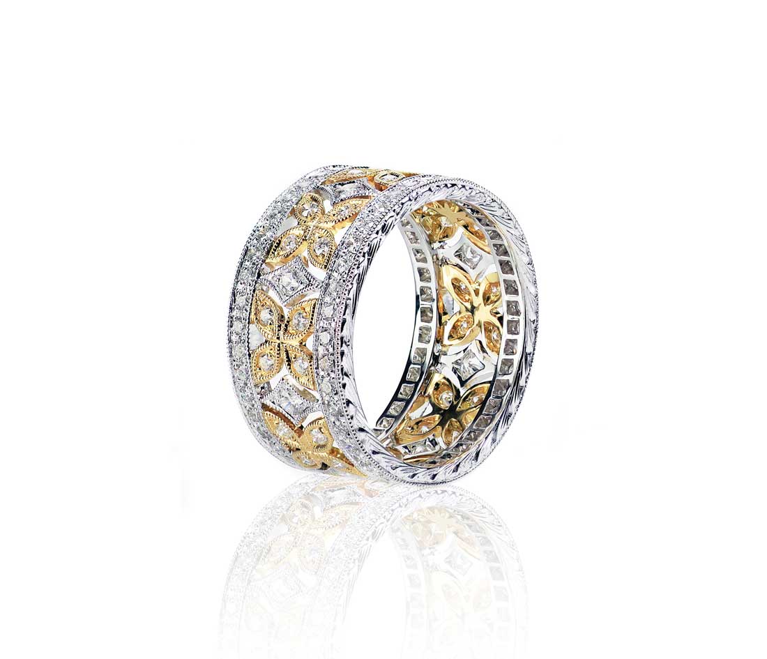 The bold and the beautiful. A diamond eternity ring the wear on your right hand.