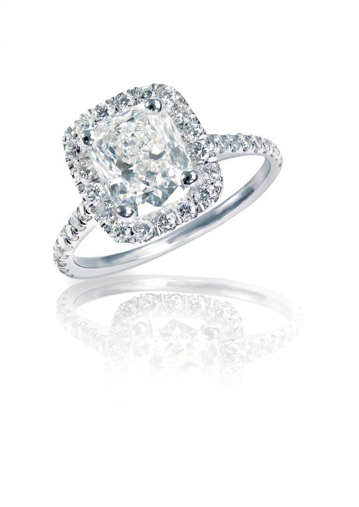 White Diamond Halo Ring