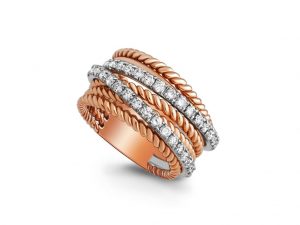 18ct platinum and rose gold diamond dress ring