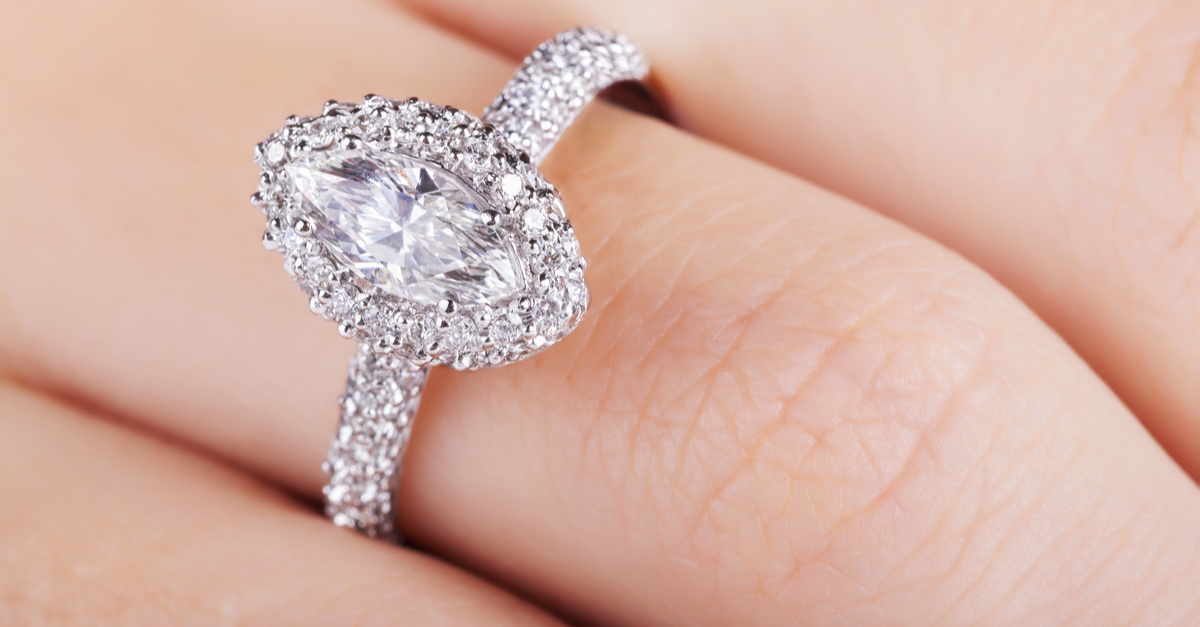 Marquise cut diamond engagement ring