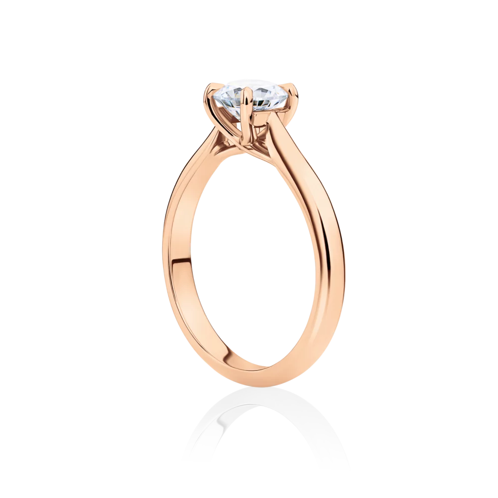 Gardenia solitaire engagement ring rose gold side