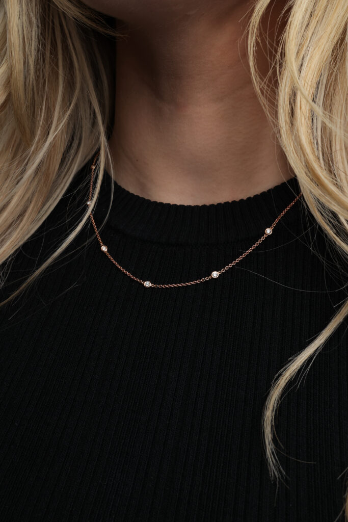 Rose gold diamond chain necklace