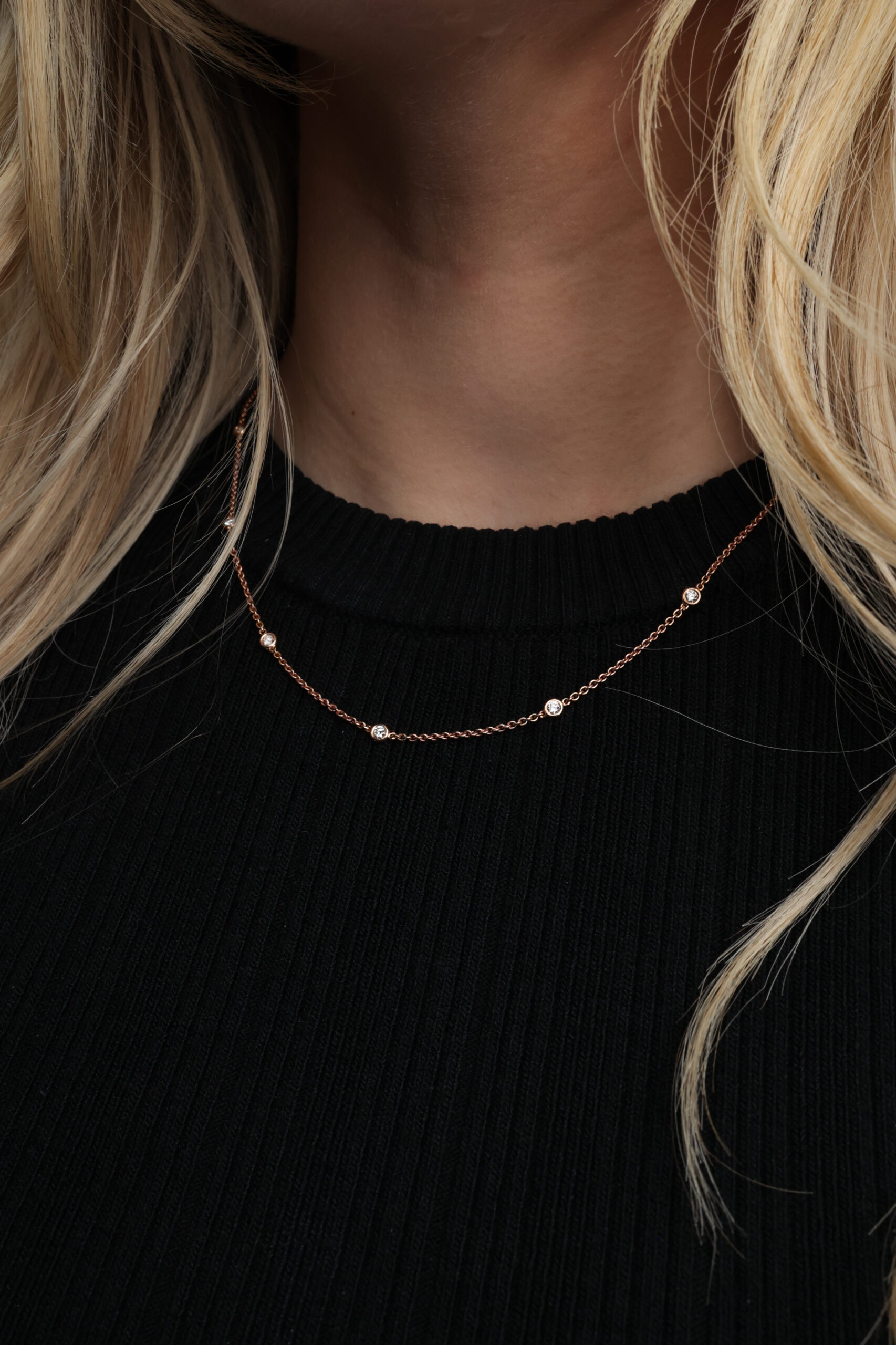 Rose gold diamond chain necklace