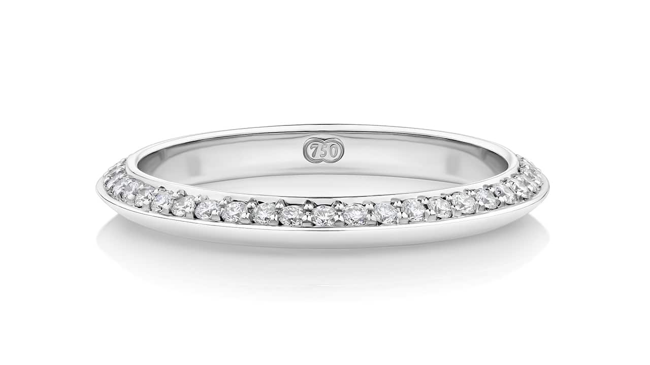 Flinders Knife Edge Channel Set Diamond Wedding Ring front