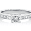 Pandorea princess cut diamond engagement ring with diamond band front