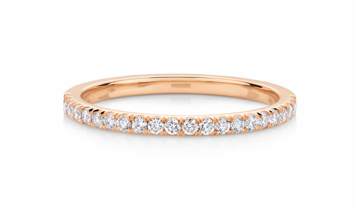 Hamilton Split Claw Diamond Wedding Ring Rose Gold front