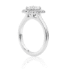 Round diamond halo engagement ring side view