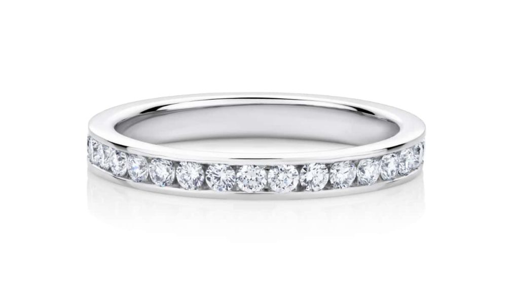 Fraser channel set wedding ring in white gold