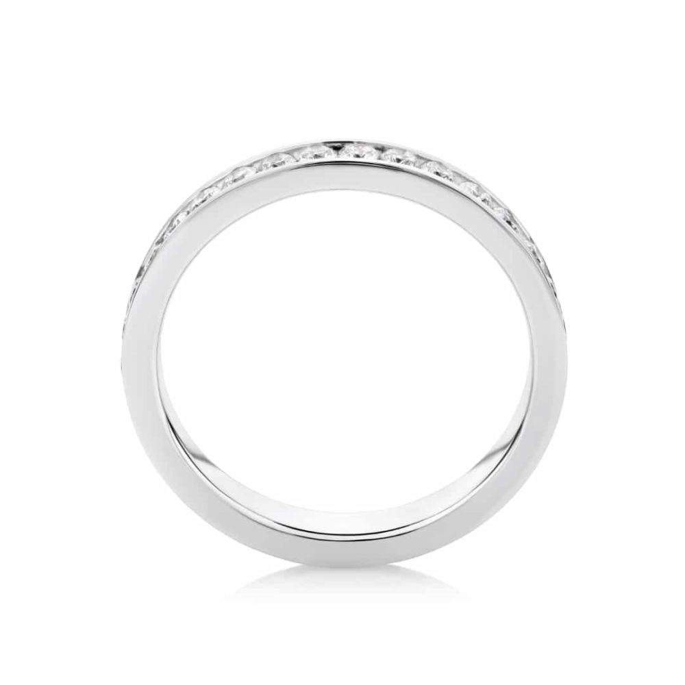 White gold wedding ring channel set diamonds sideview