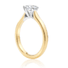 Yellow gold rbc solitaire engagement ring side view
