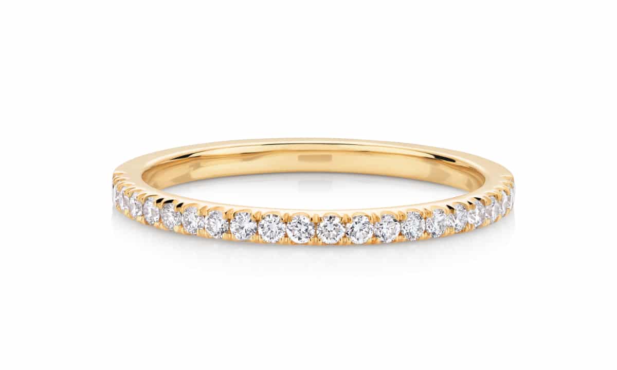 Hamilton Split Claw Diamond Wedding Ring Yellow Gold front