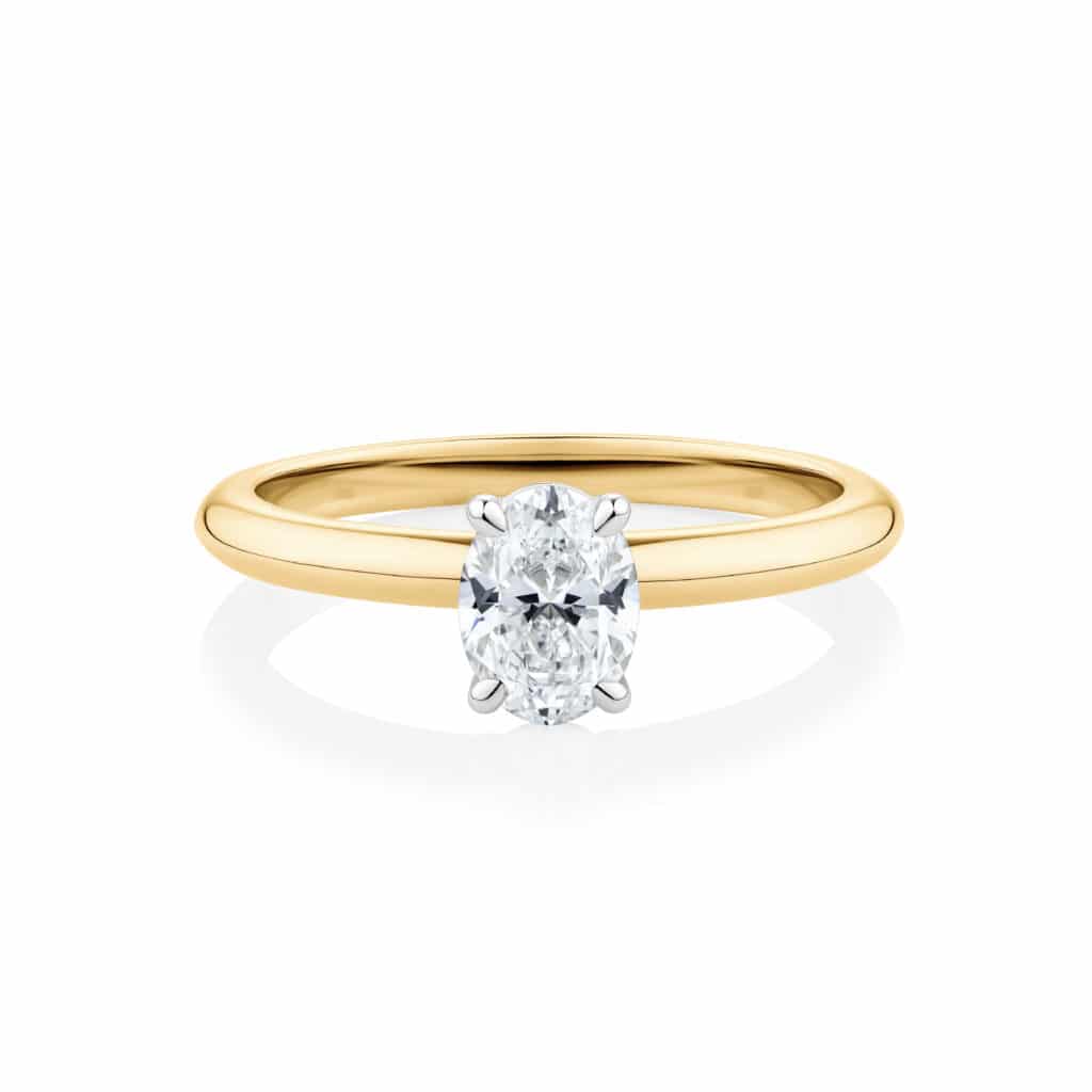 Waratah Oval Cut Diamond Engagement Ring in Yellow Gold Front