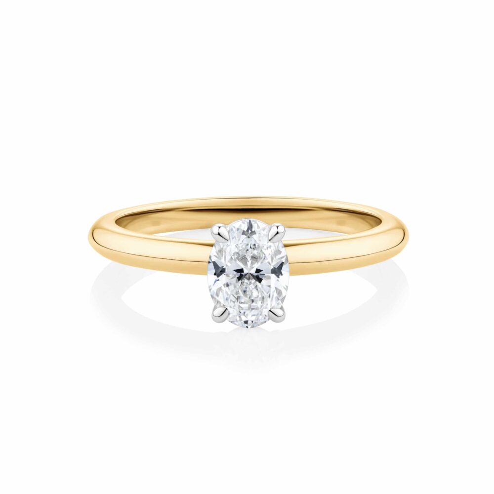 Waratah Oval Cut Diamond Engagement Ring in Yellow Gold Front