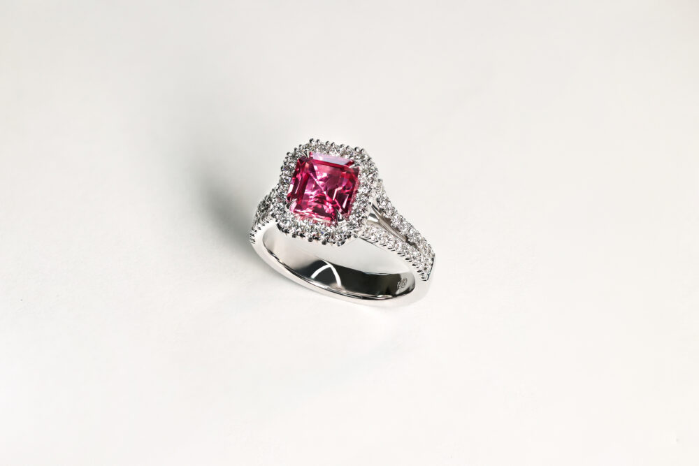 1 White gold pink sapphire diamond engagement ring 1
