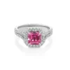 Swainsona emerald cut pink sapphire diamond band white gold front
