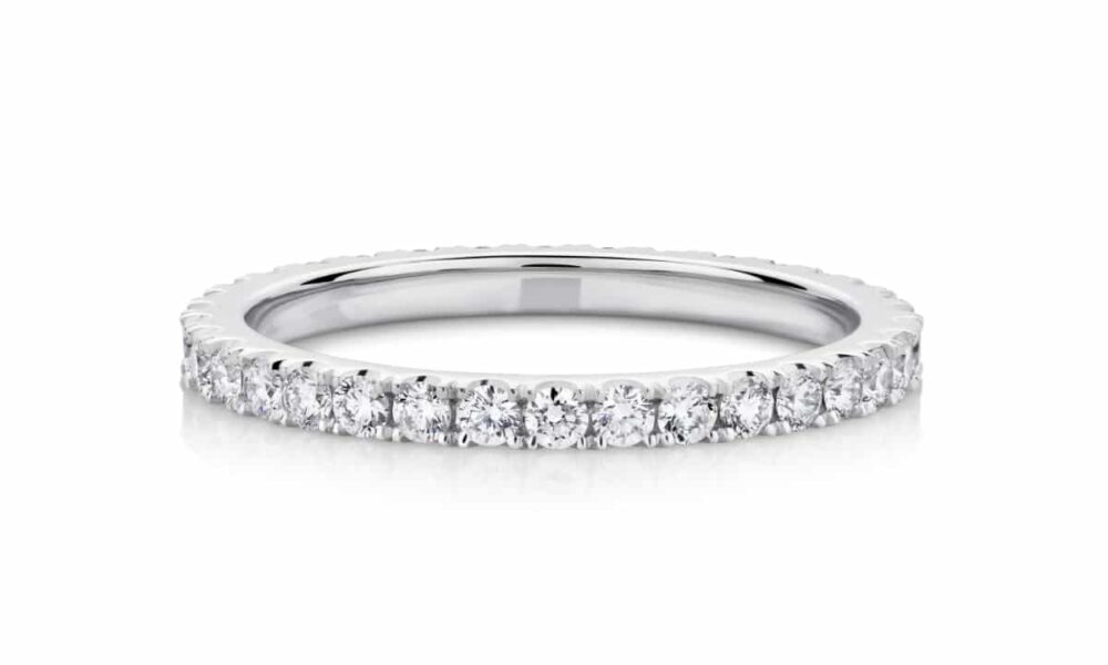 White gold wedding eternity grain set diamonds 1