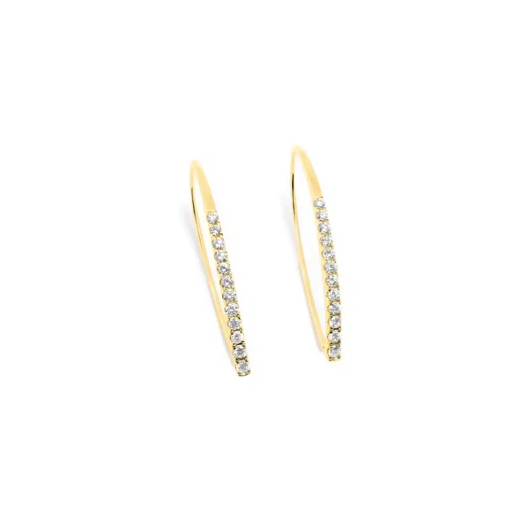 Diamond Long Drop Earrings Yellow Gold