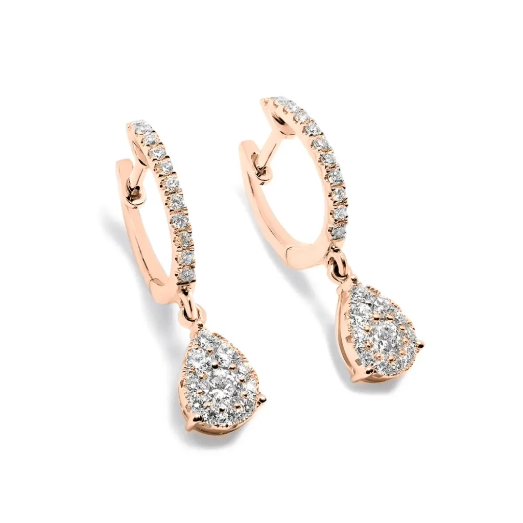 Pear Drop Diamond Huggies Rose Gold