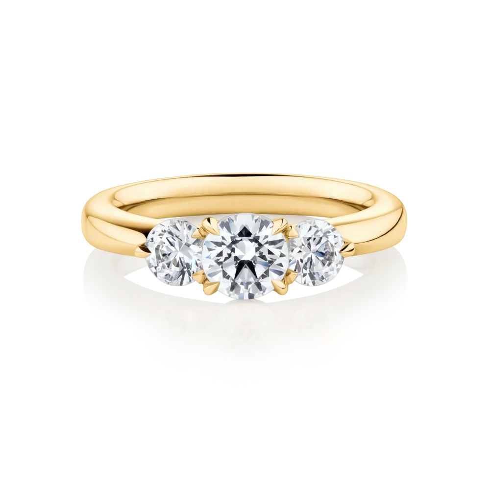 Impressa-yellow-gold-round-cut-trilogy-diamond-engagement-ring