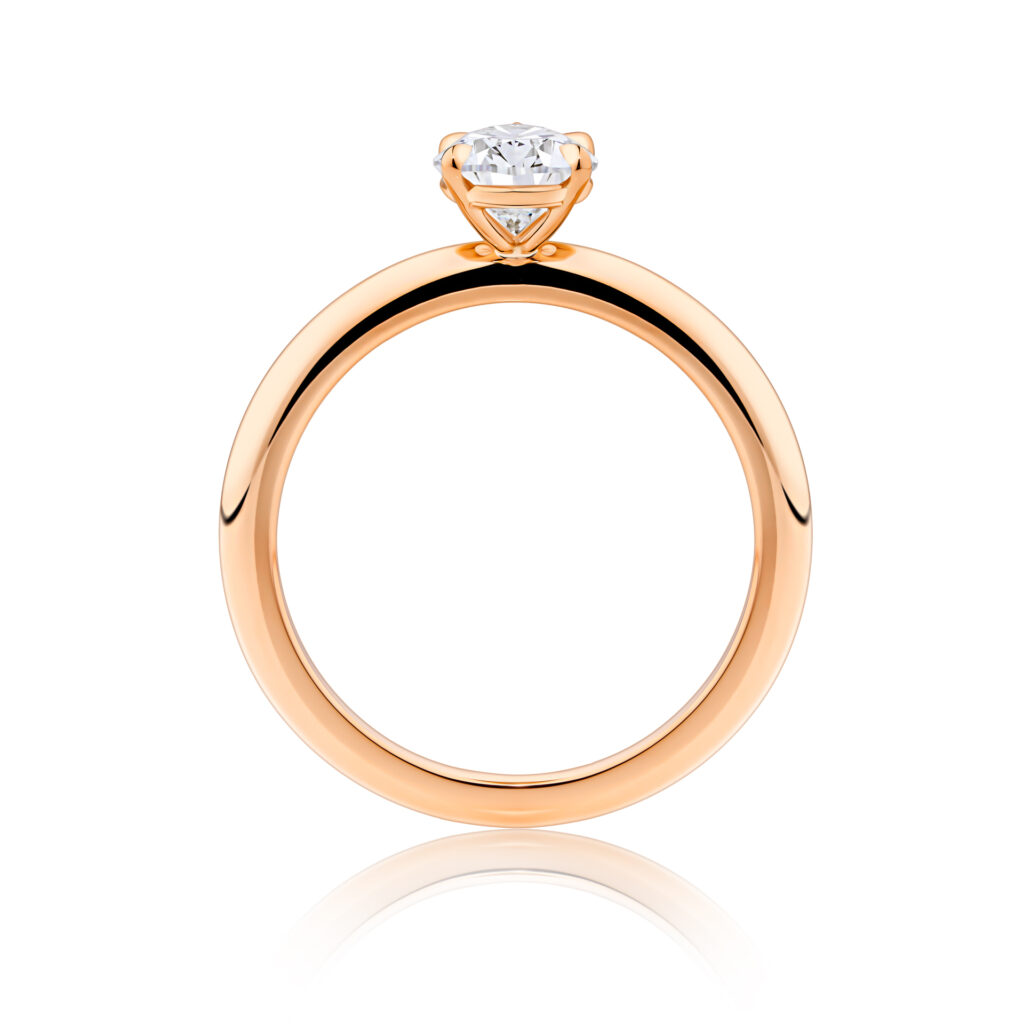 Waratah_4 Claw oval rose gold solitaire side view