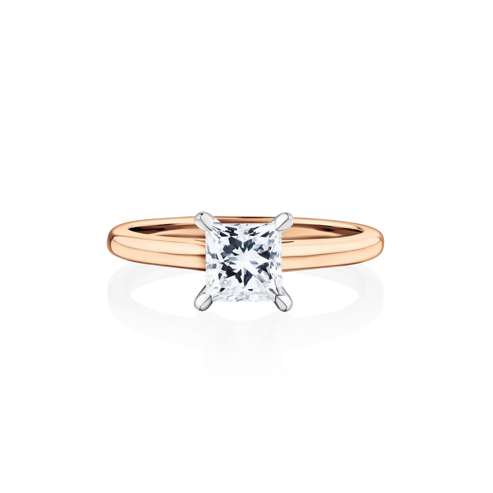 Dryandra-princess-cut-diamond-4-claw-rose-gold-two-tone-engagement-ring