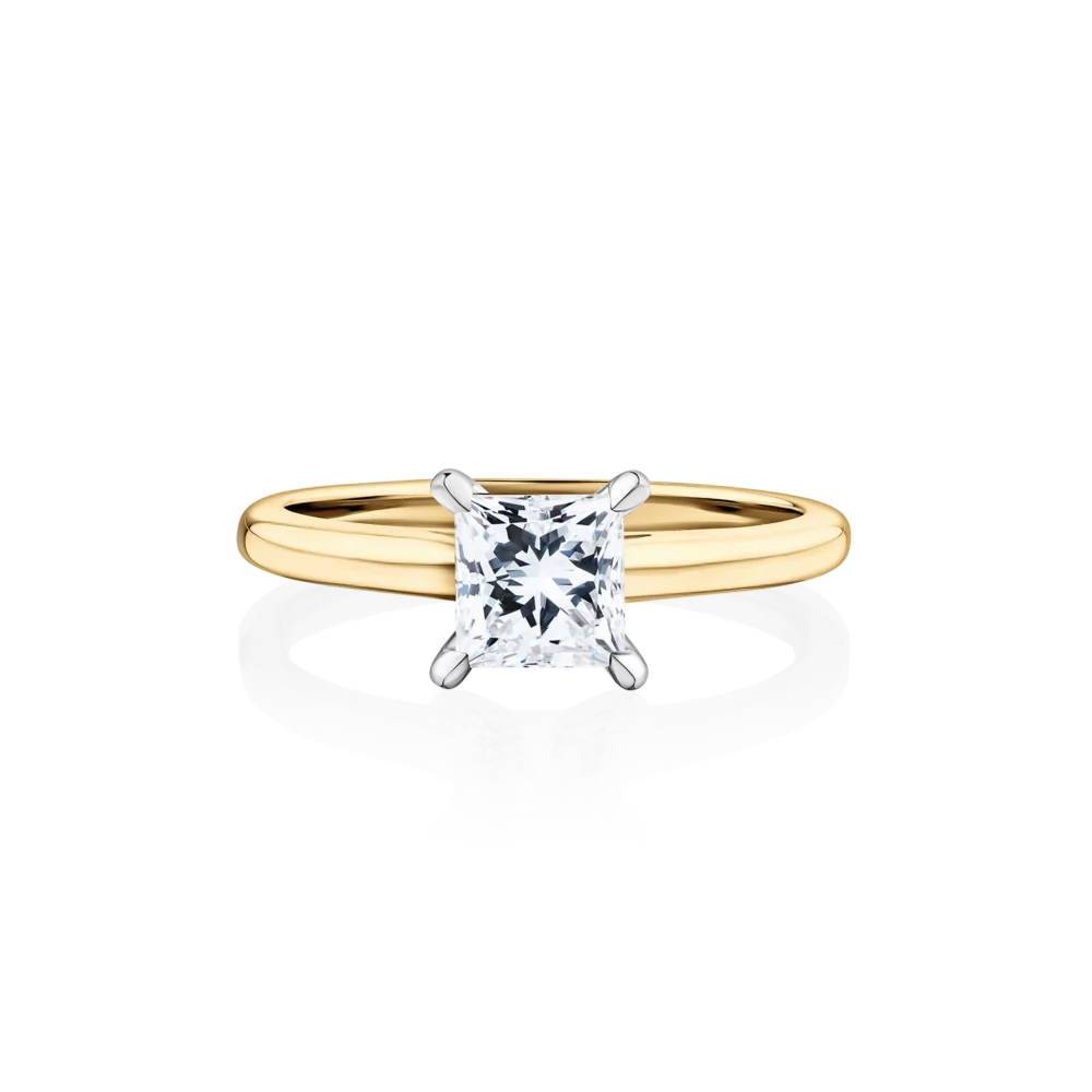 Dryandra-princess-cut-diamond-4-claw-yellow-gold-two-tone-engagement-ring