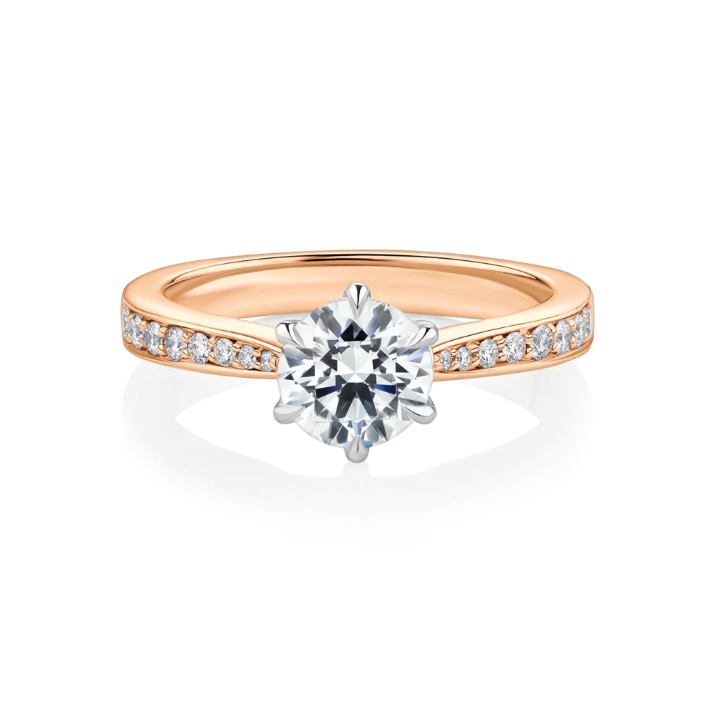 Acacia-rose-gold-two-tone-round-6-claw-grain-set-diamond-engagement-ring
