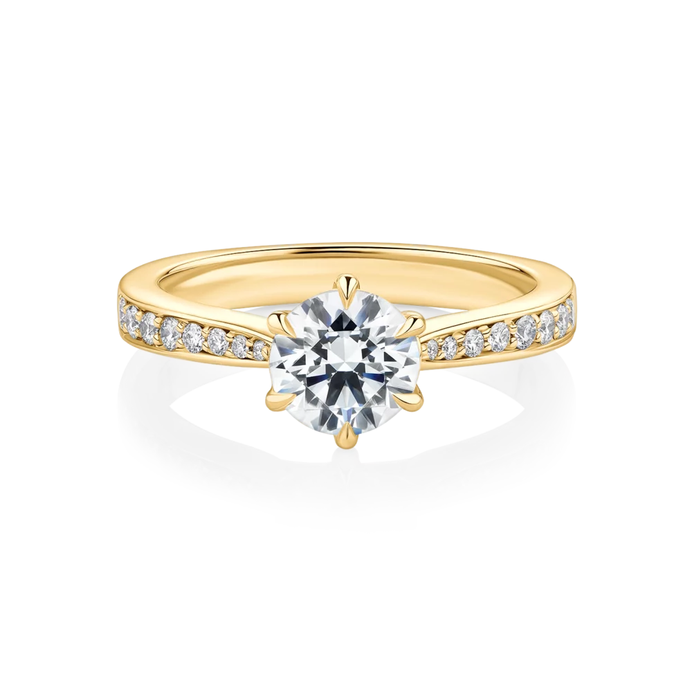 Acacia-yellow-gold-round-6-claw-grain-set-diamond-engagement-ring