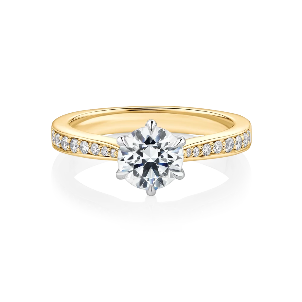 Acacia-yellow-gold-two-tone-round-6-claw-grain-set-diamond-engagement-ring