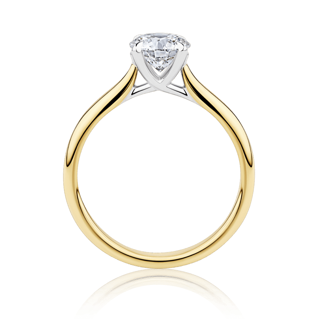 Gardenia 4 claw two tone white and yellow gold side view