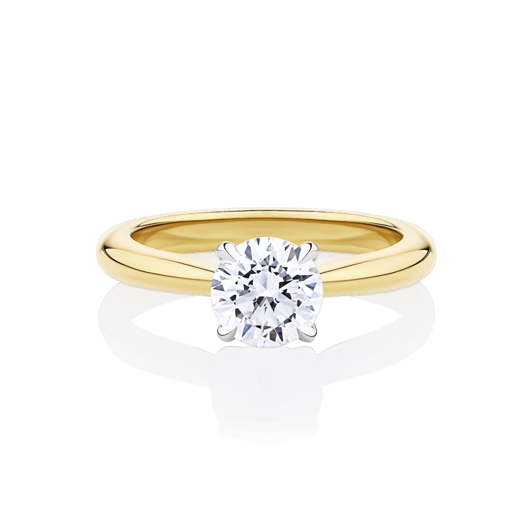 Gardenia 4 claw two tone white and yellow gold front view