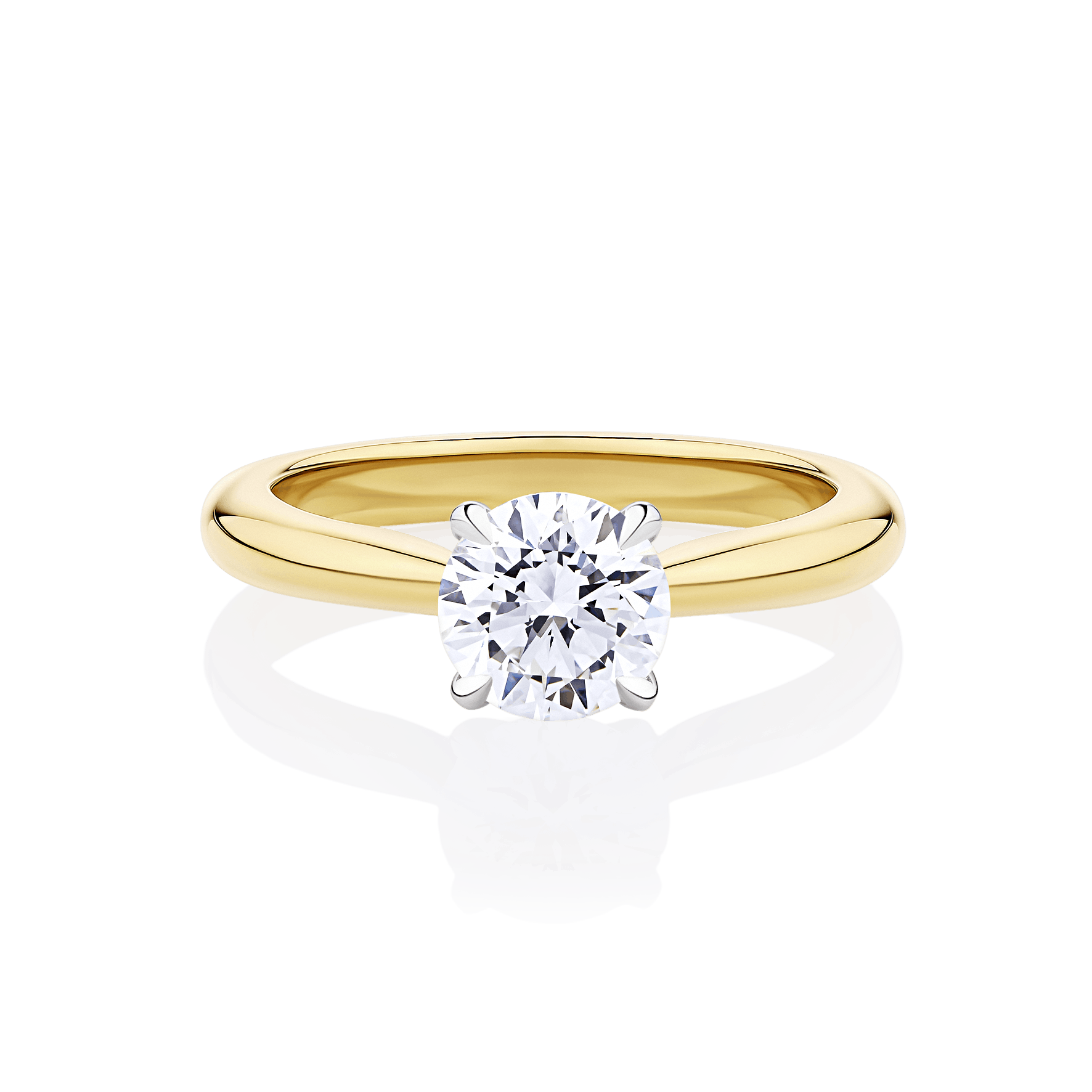 Gardenia 4 claw two tone white and yellow gold front view