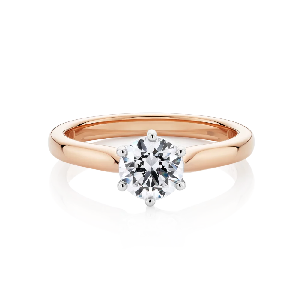 Gardenia-6-claw-Rose-Gold-Two-Tone-Round-Diamond-Engagement-Ring
