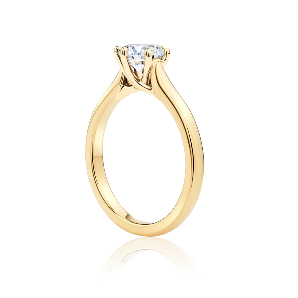 Gardenia-6-claw-yellow-gold-side-round-diamond-engagement-ring