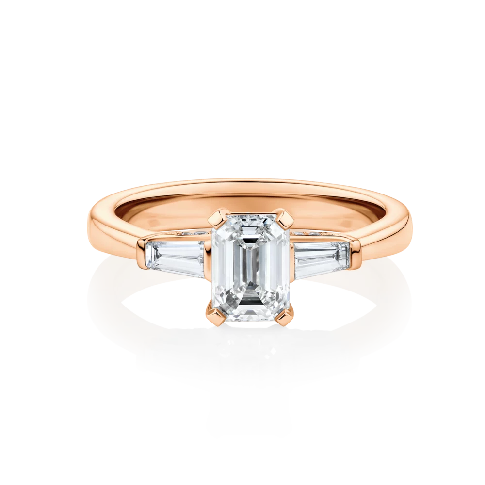 Grevillea-rose-gold-diamond-bridge-trilogy-emerald-diamond-engagement-ring