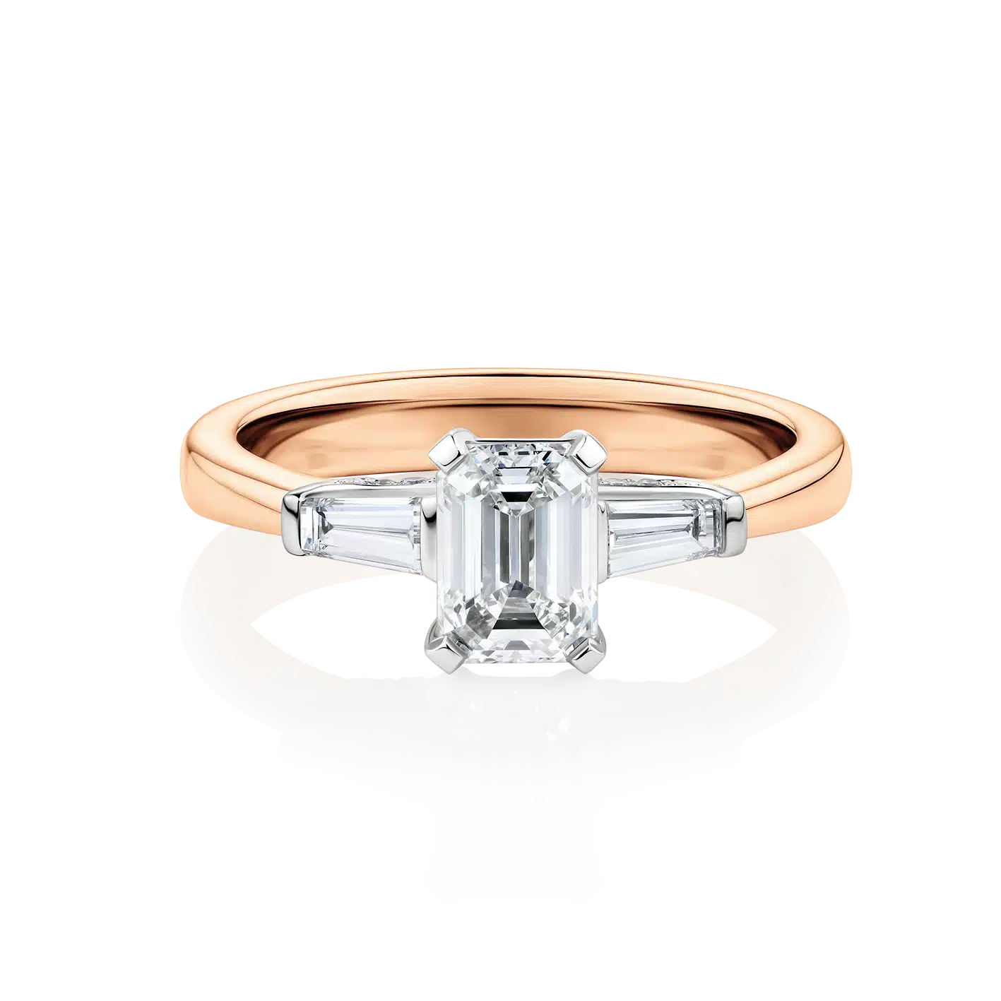 Grevillea-Rose-Gold-Two-Tone-Diamond-Bridge-Trilogy-Emerald-Diamond-Engagement-Ring