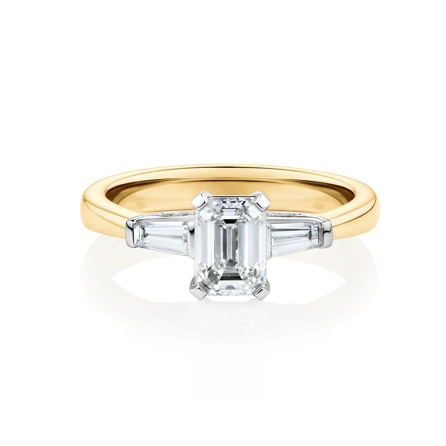 Grevillea-Yellow-Gold-Two-Tone-Diamond-Bridge-Trilogy-Emerald-Diamond-Engagement-Ring