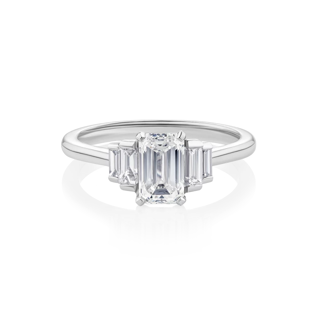 Kurrajong-platinum-trilogy-emerald-diamond-engagement-ring