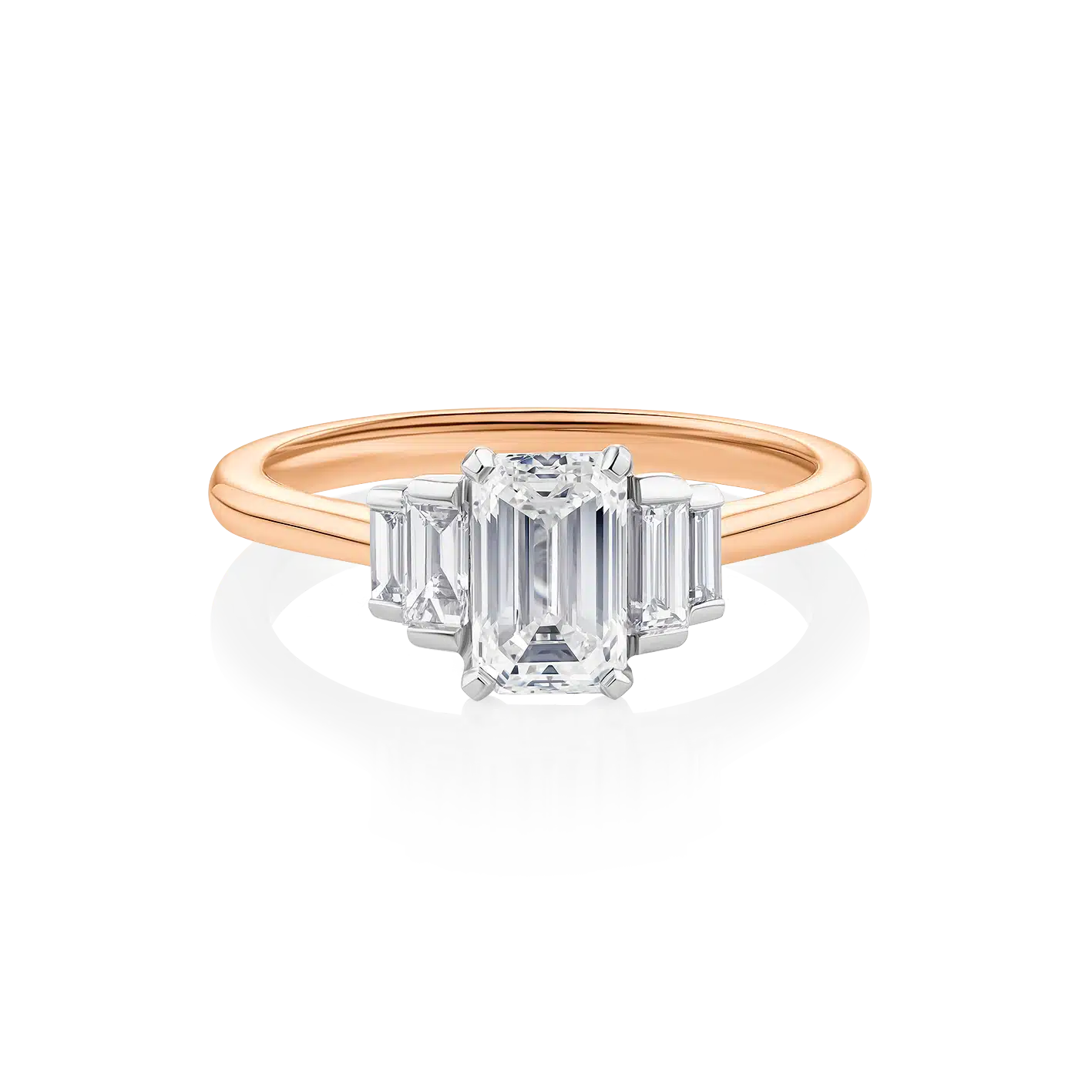 Kurrajong-Rose-Gold-Two-Tone-Trilogy-Emerald-Diamond-Engagement-Ring