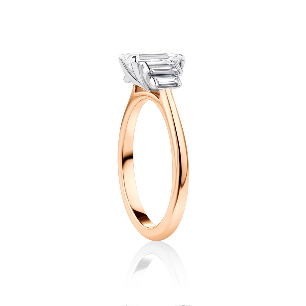 Kurrajong-side-rose-gold-two-tone-trilogy-emerald-diamond-engagement-ring