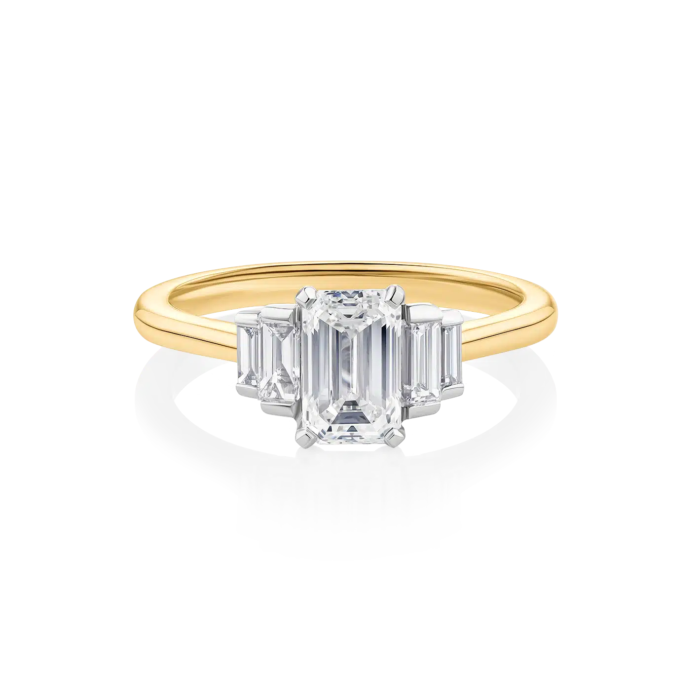 Kurrajong-Yellow-Gold-Two-Tone-Trilogy-Emerald-Diamond-Engagement-Ring