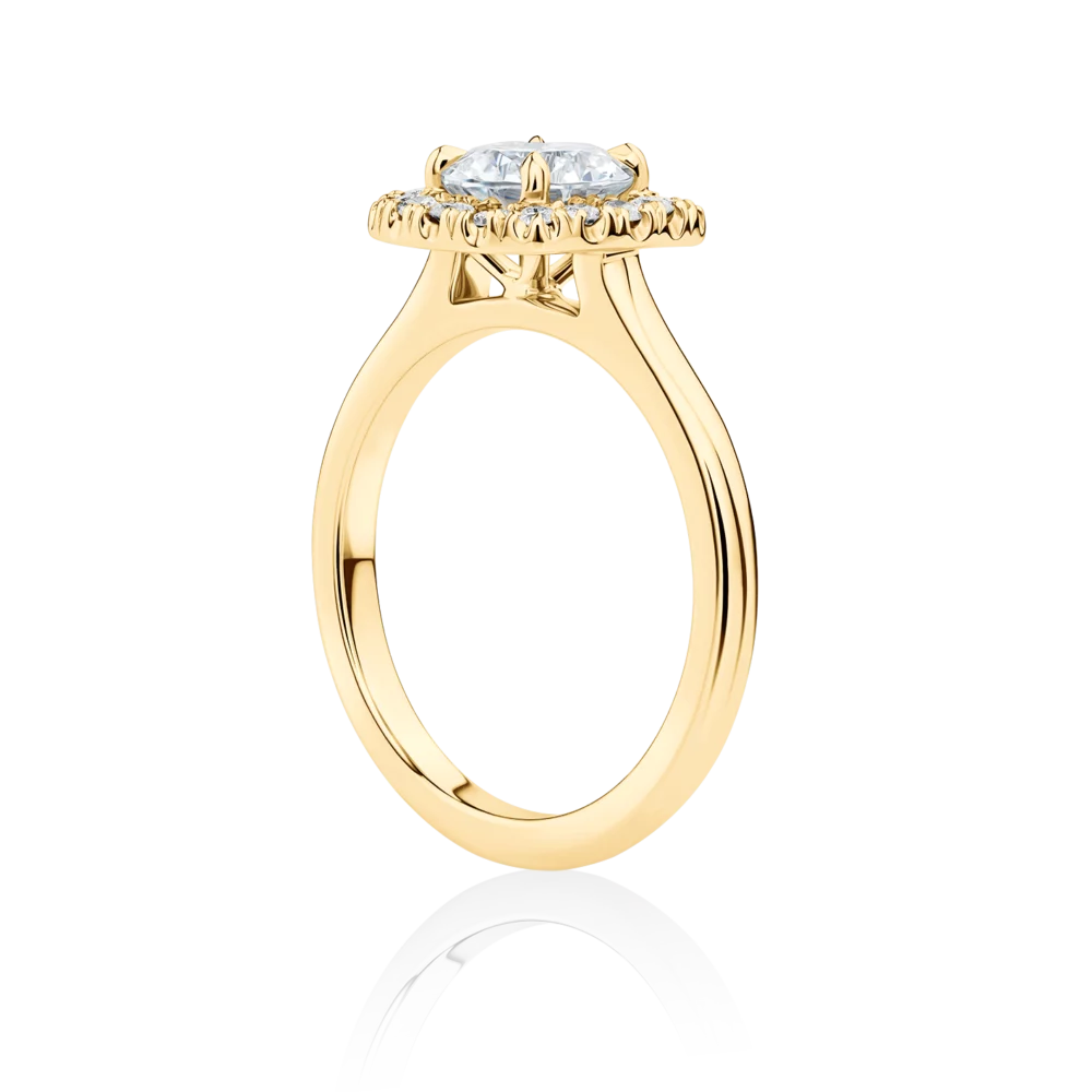 Laurina-side-yellow-gold-halo-round-diamond-engagement-ring