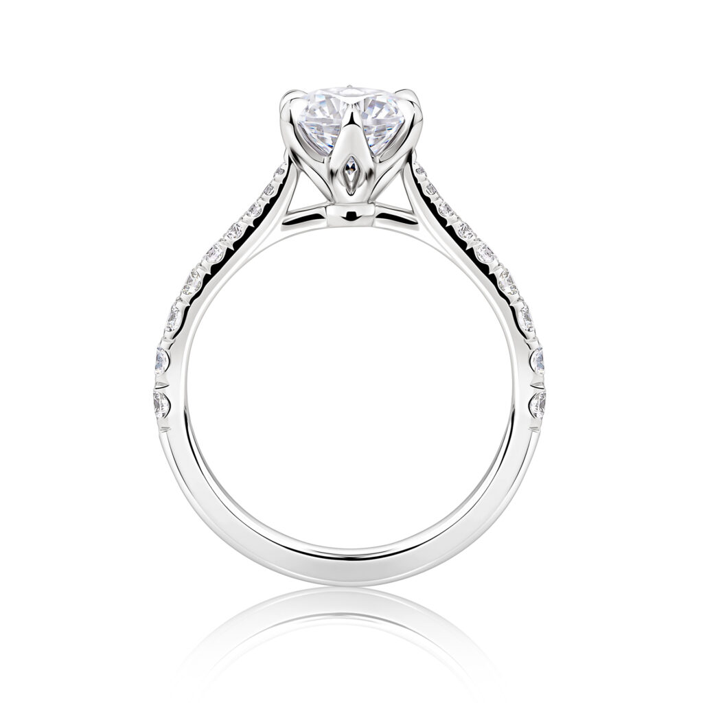 Maireana white gold diamond engagement ring side view