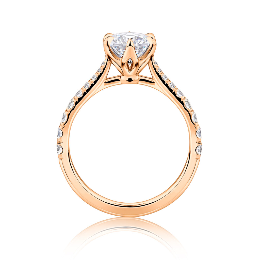 Maireana rose gold diamond engagement ring side view