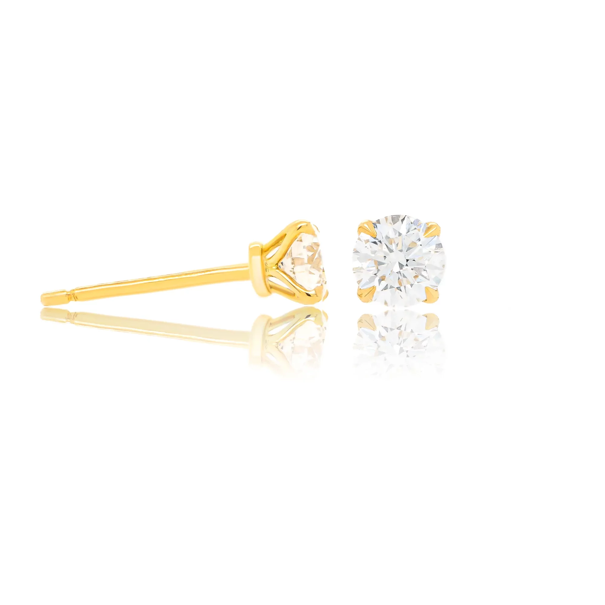 Petal Claw Yellow Gold Solitaire Studs