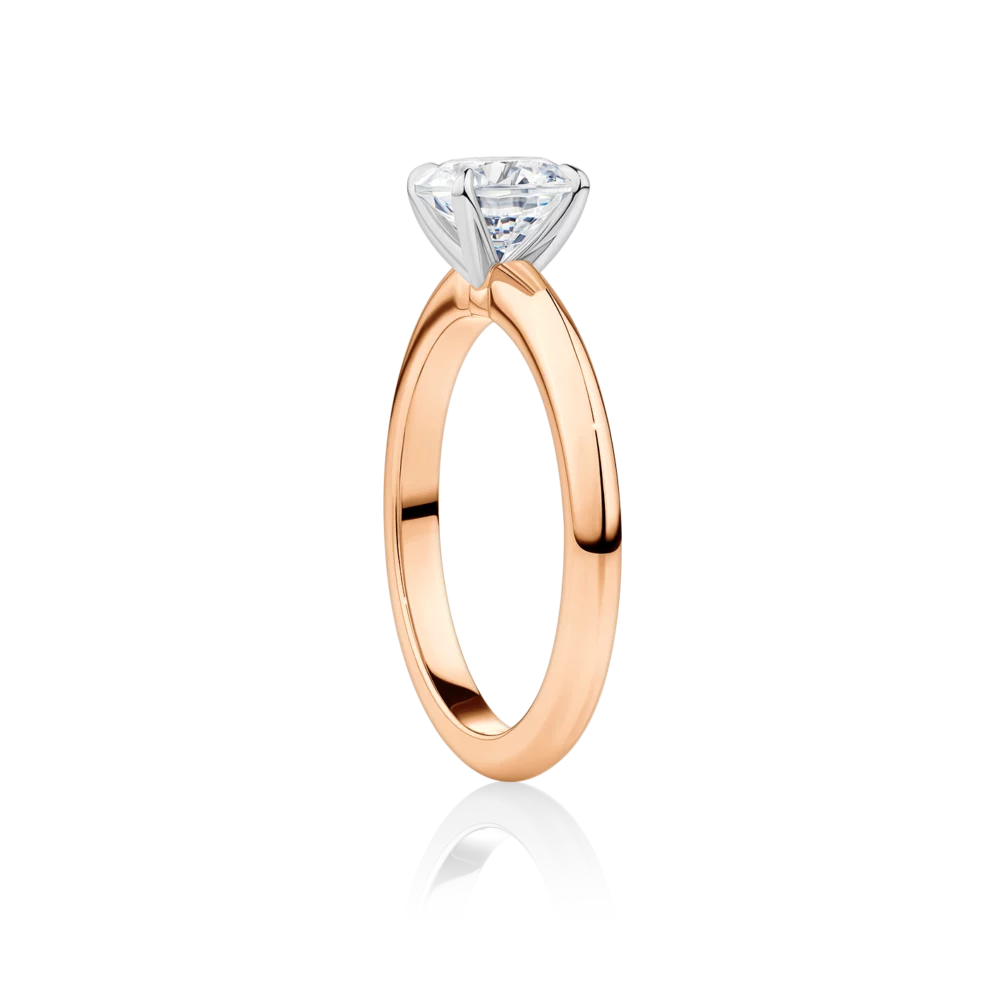 Sundew-side-rose-gold-two-tone-round-diamond-engagement-ring. Webp