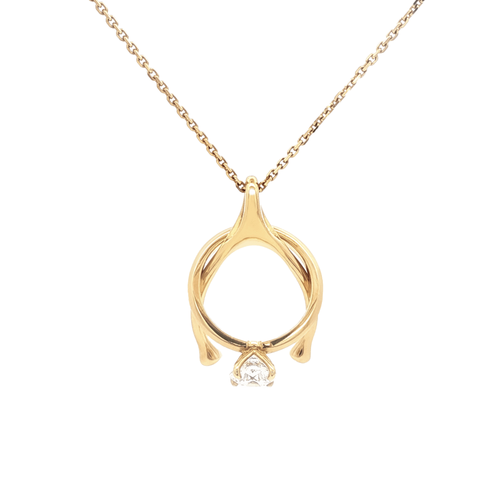 Wishbone ring keeper pendant yellow gold