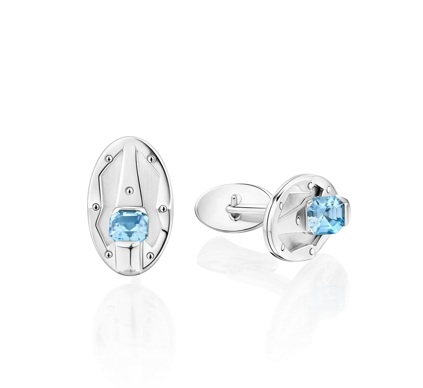 Sterling Silver Cufflinks-set-with-Blue-Ascher-Cut-Zircons