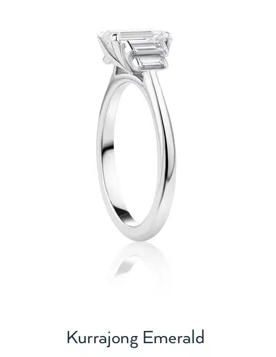 Kurrajong emerald cut engagement ring