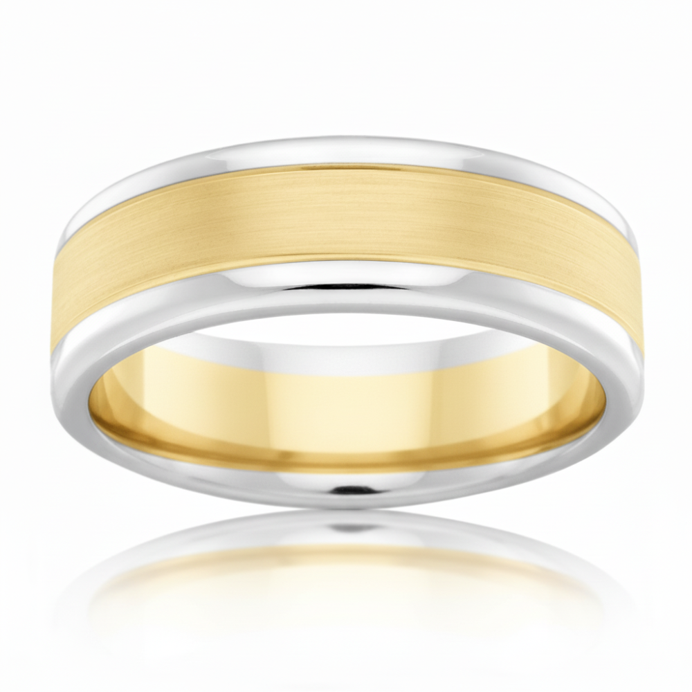 Bathurst 14ct White and Yellow Gold Men's Wedding Ring